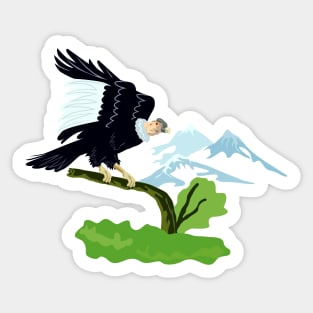 Andean Condor Perching Retro Sticker